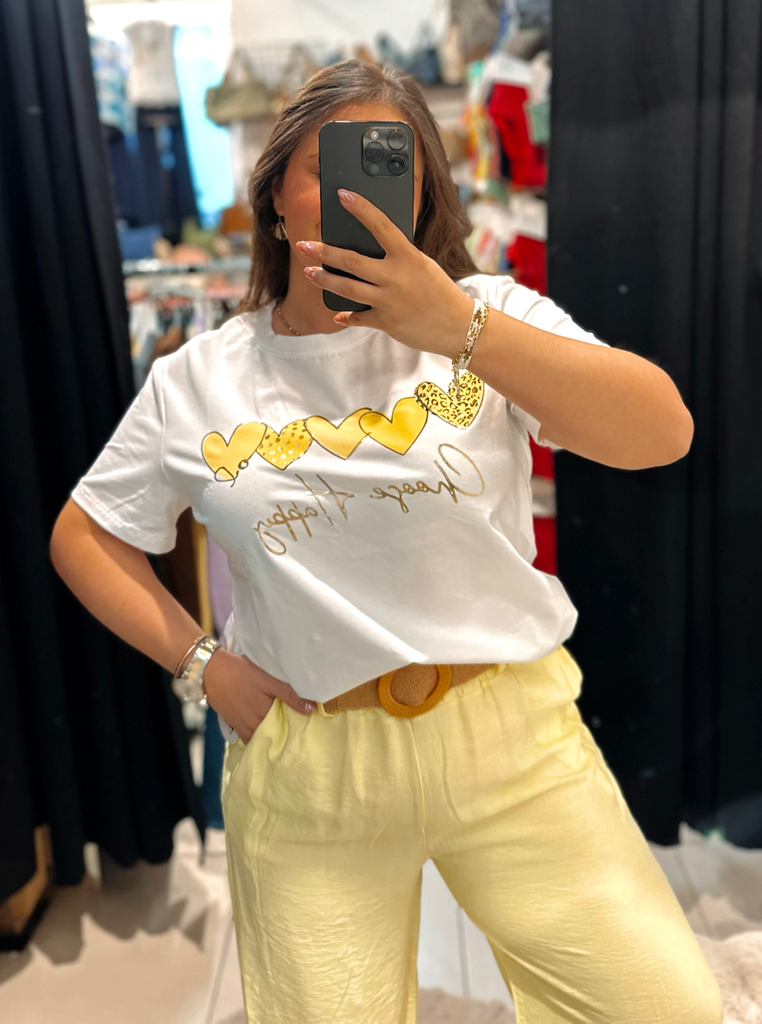 T-shirt coeur jaune