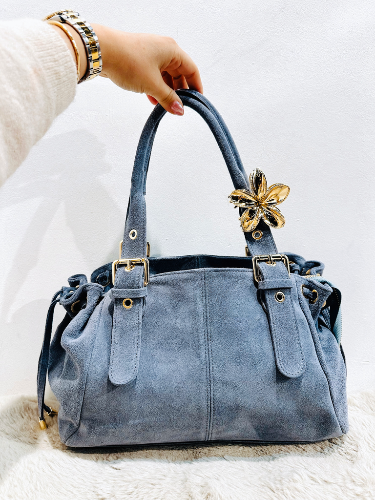 Sac Gérard bleu/gris en daim