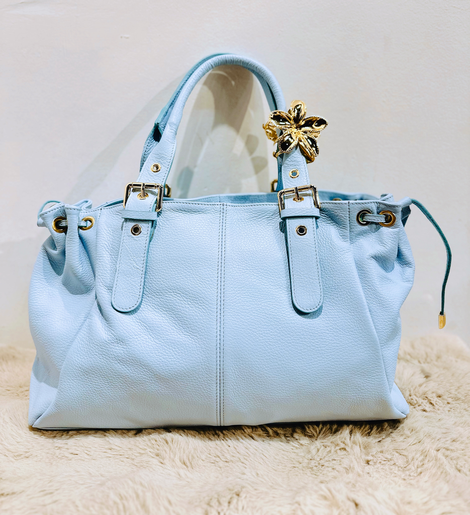 Sac Gérard XL bleu ciel en cuir