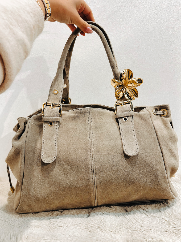 Sac Gérard XL crème en daim