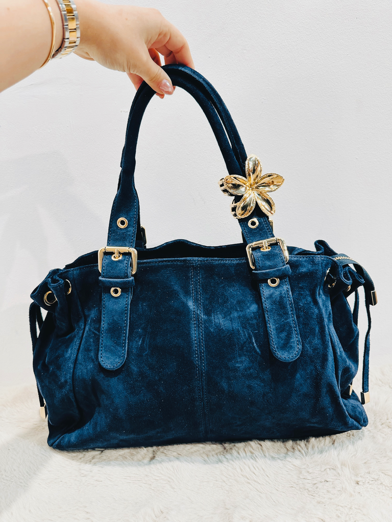 Sac Gérard XL bleu marine en daim