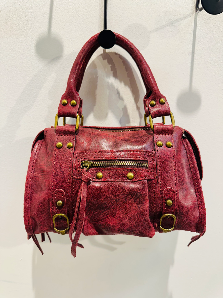 Petit sac gaga en cuir bordeaux