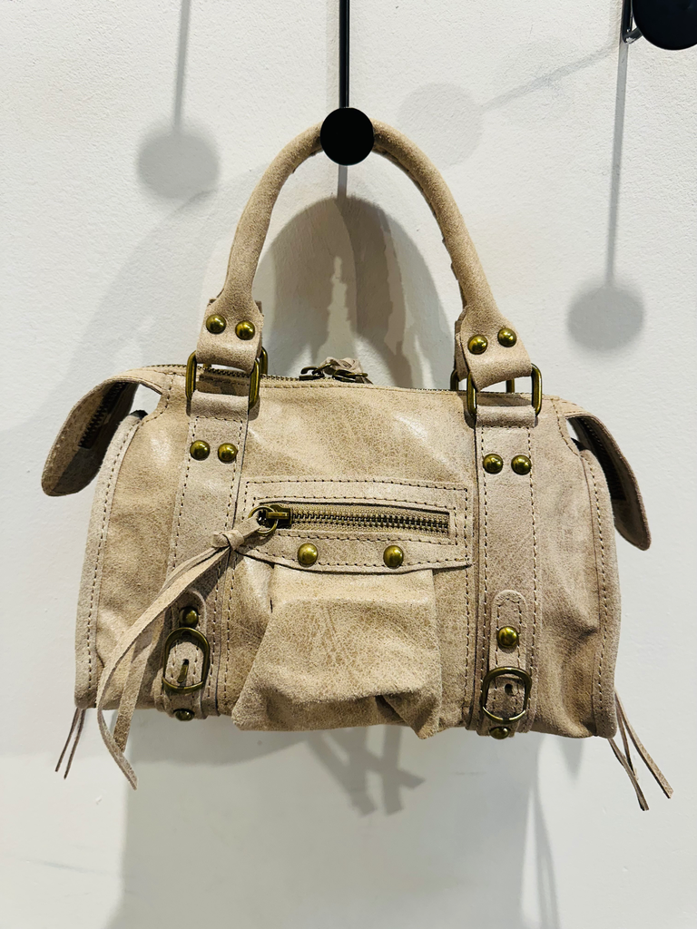 Petit sac gaga en cuir beige