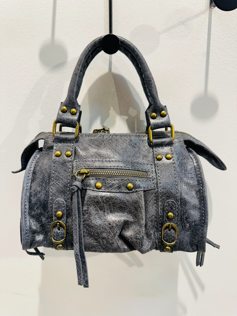 Petit sac gaga en cuir gris