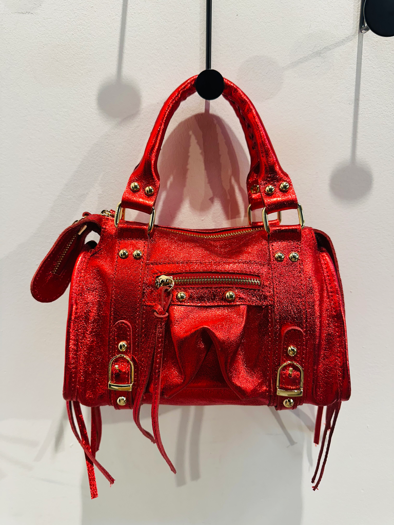 Petit sac gaga en cuir rouge brillant