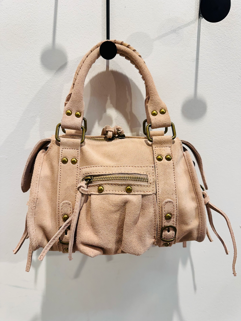 Petit sac gaga en daim rose pâle