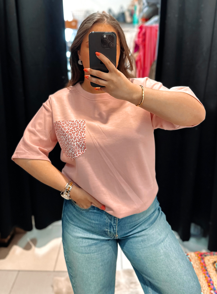 T-shirt Léo rose pâle