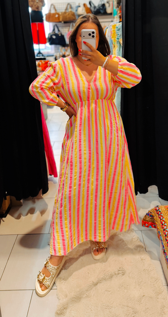 Robe Angelina rose et jaune