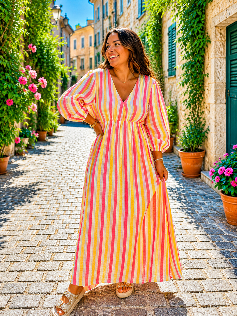 Robe Angelina rose et jaune