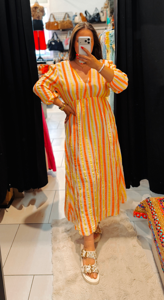 Robe Angelina orange et jaune