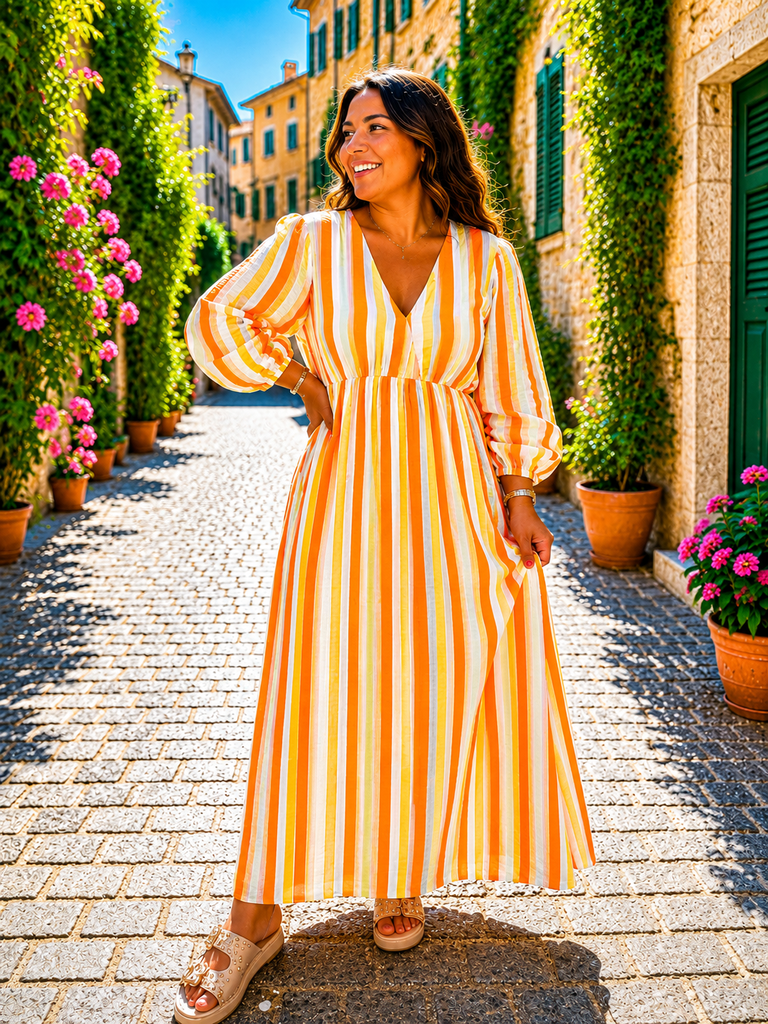 Robe Angelina orange et jaune