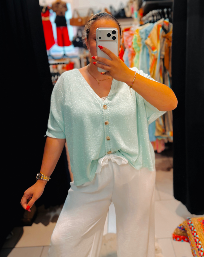 Gilet Angèle vert d’eau