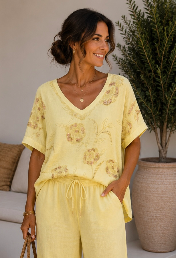 Blouse Agathe en lin - jaune