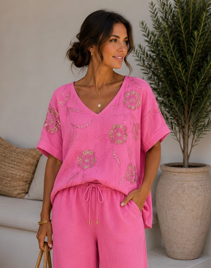 Blouse Agathe en lin - fushia