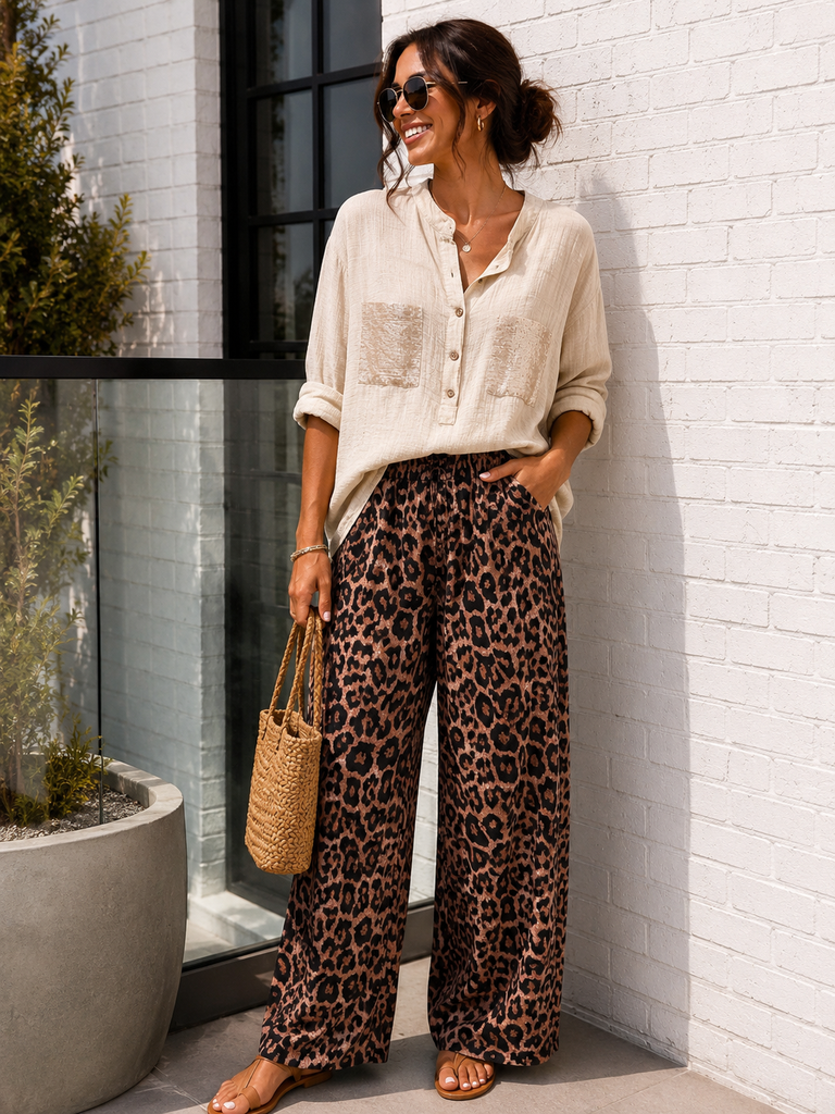 Pantalon léopard choco