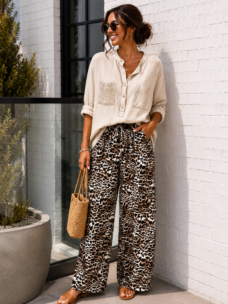 Pantalon léopard clair