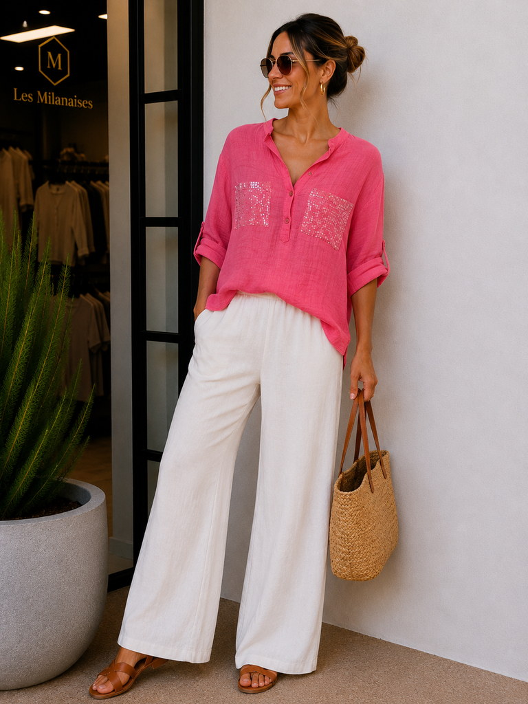 Chemise Huguette en lin - fushia