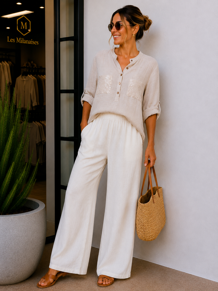 Chemise Huguette en lin - beige
