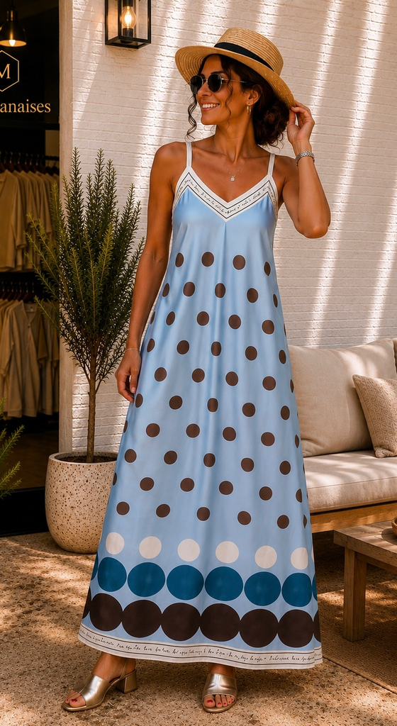 Robe à pois - bleue ciel