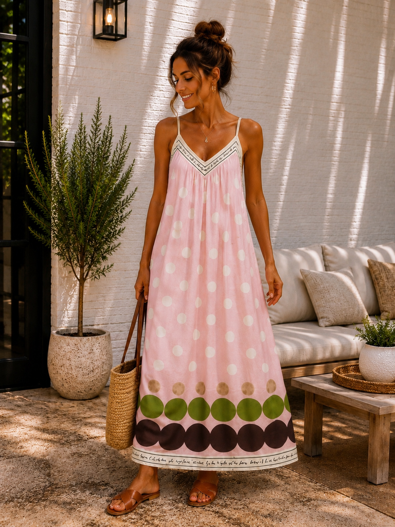 Robe à pois - rose