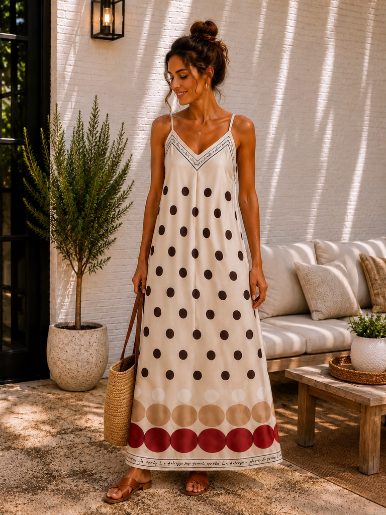 Robe à pois - beige