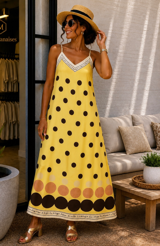 Robe à pois - jaune