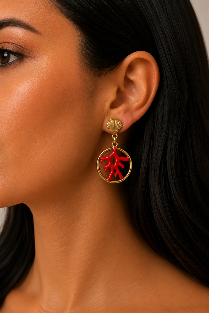 Boucles d’oreille corail rouge