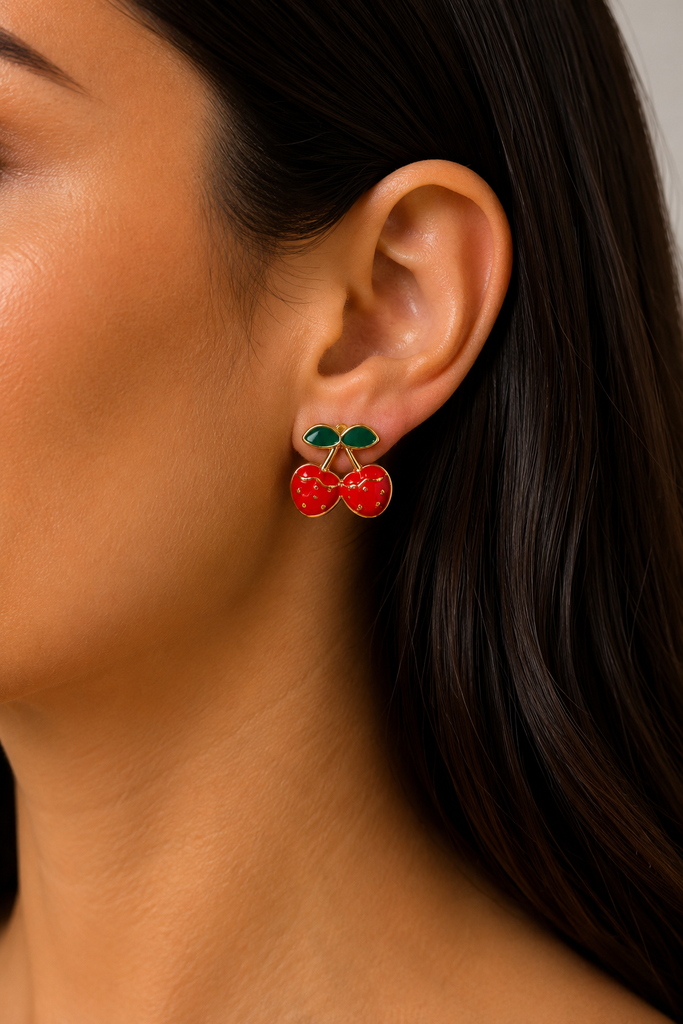 Boucles d’oreilles cerise rouge