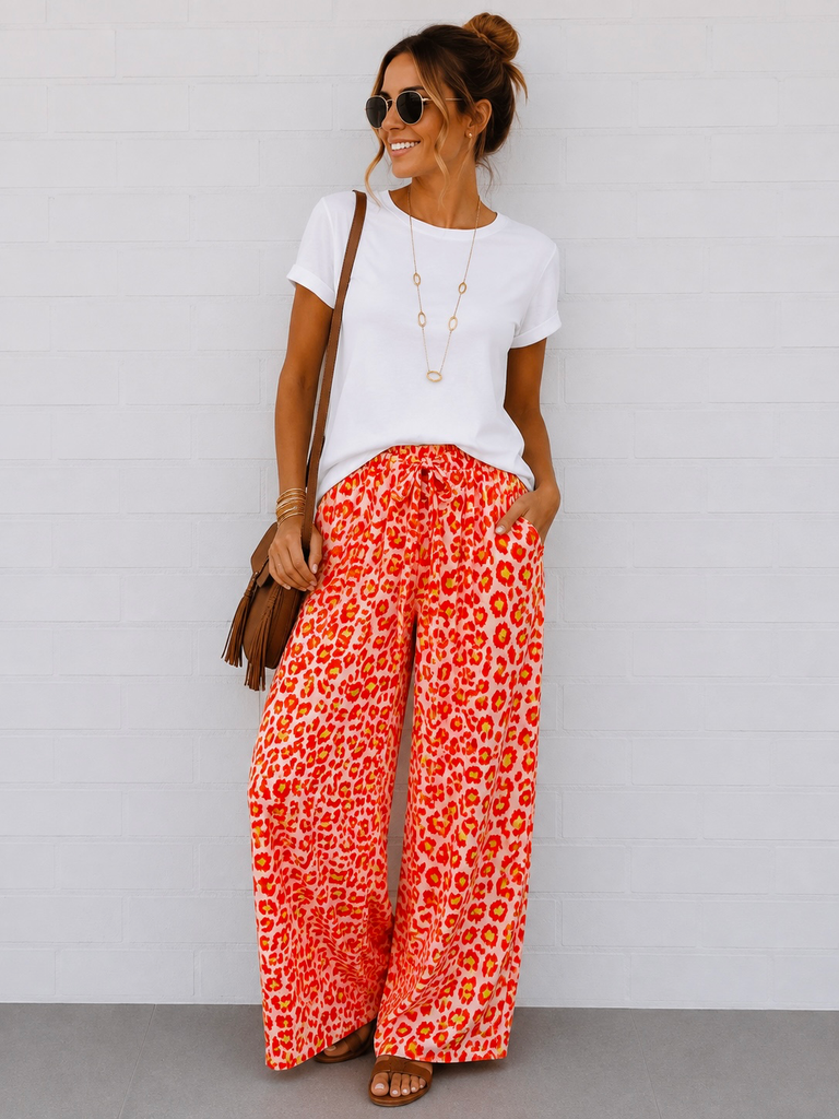 Pantalon léopard - orange