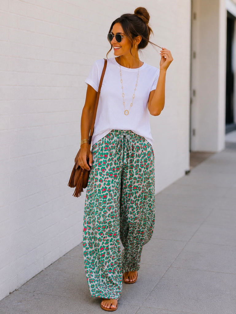 Pantalon léopard - vert
