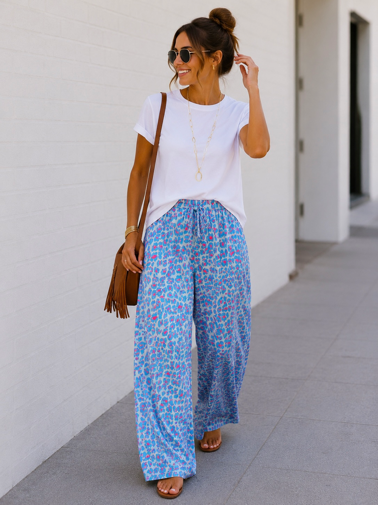 Pantalon léopard - bleu