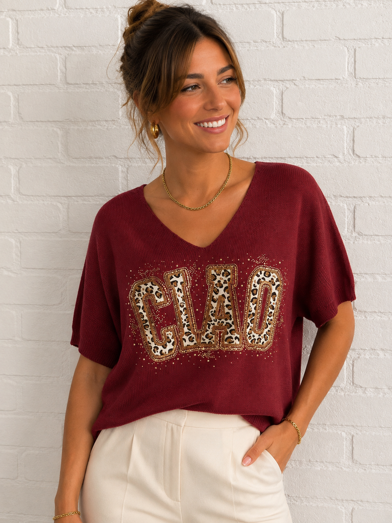 Pull Ciao - bordeaux