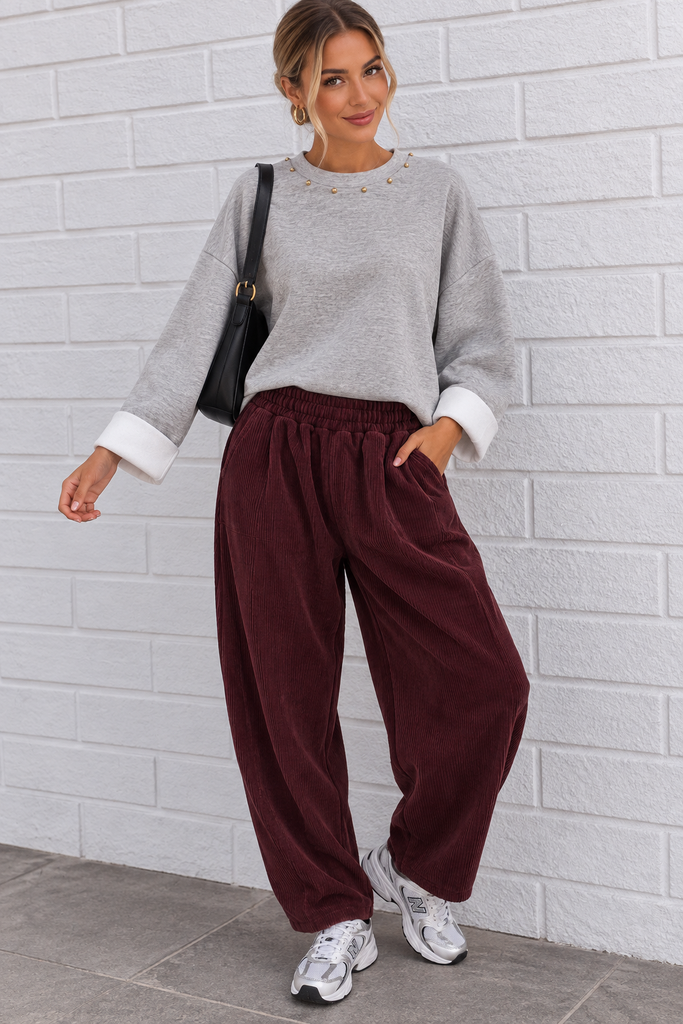 Pantalon velours Ambrine - bordeaux