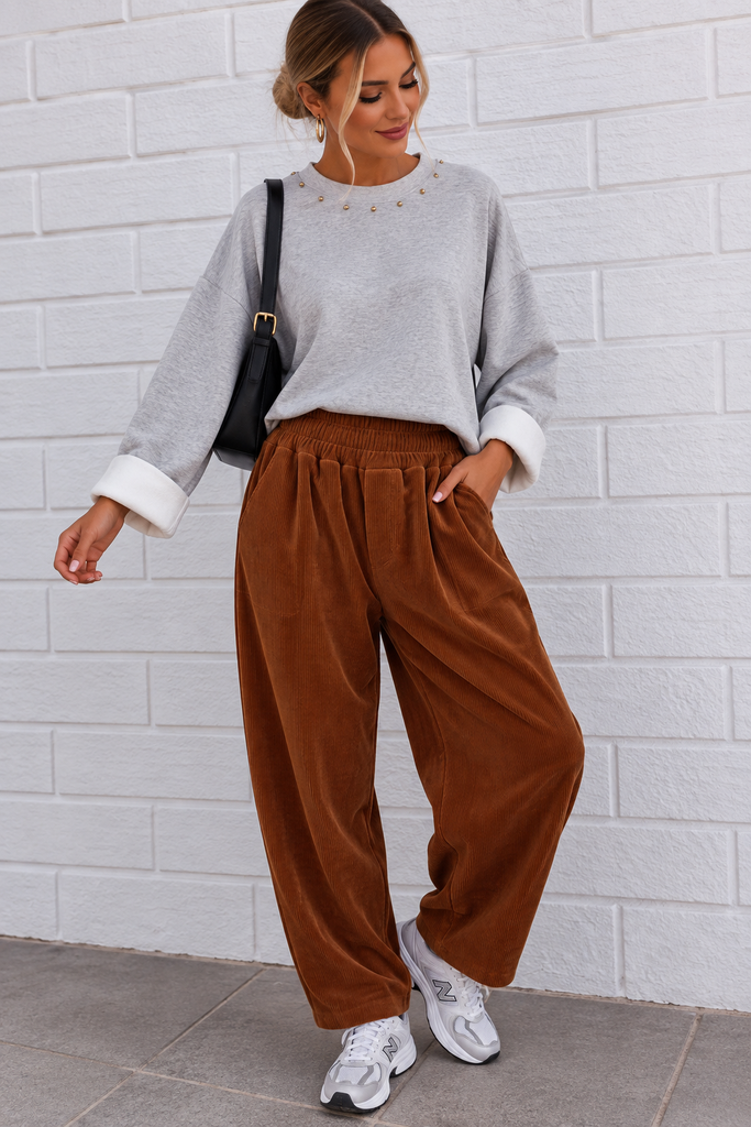 Pantalon velours Ambrine - brique