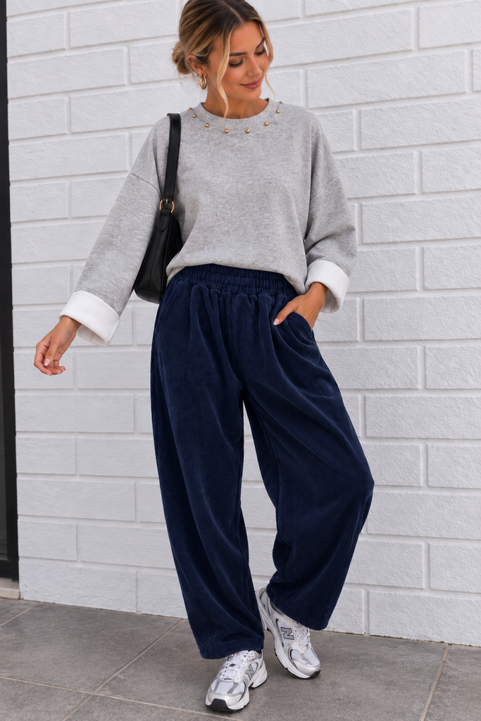 Pantalon velours Ambrine - bleu marine