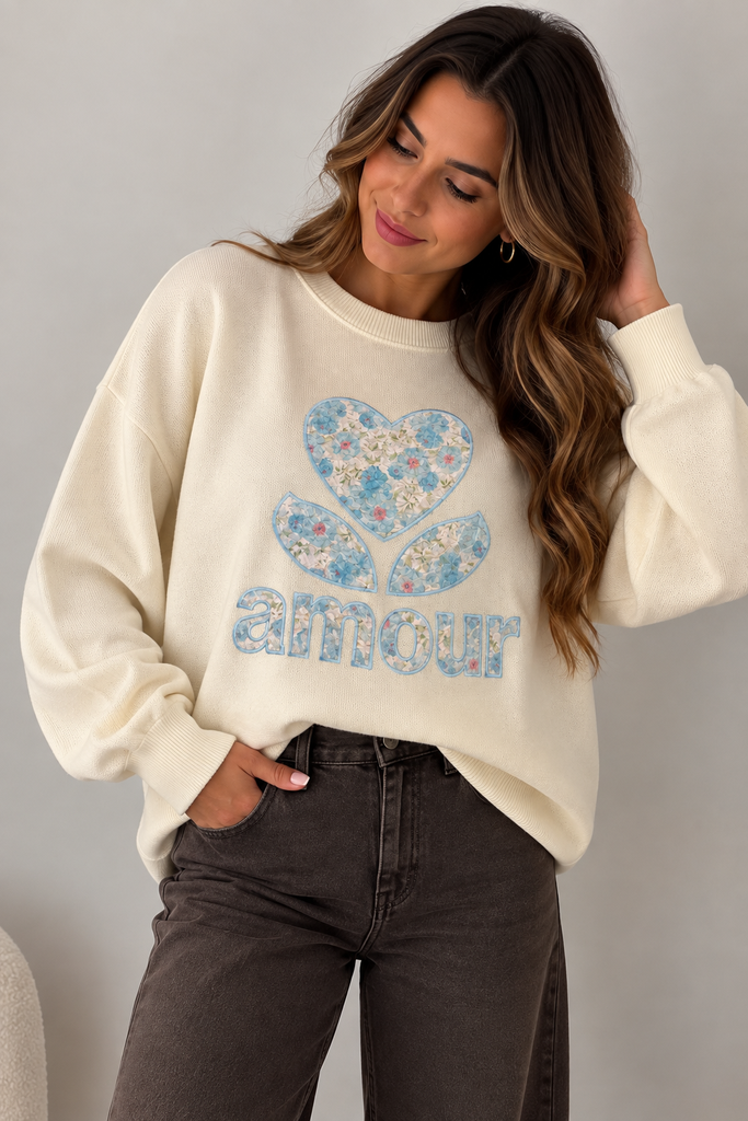 Pull Amour - bleu