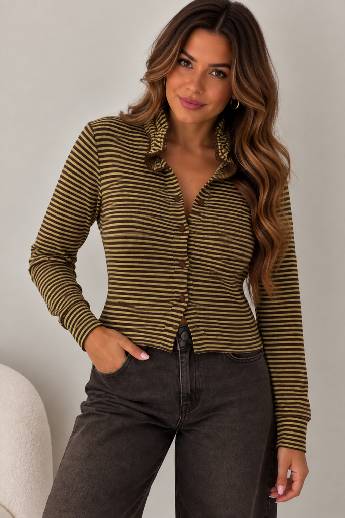 Gilet Eva - chocolat et vert