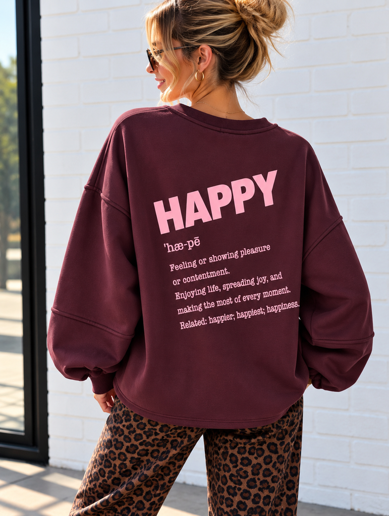 Sweat Happy - bordeaux