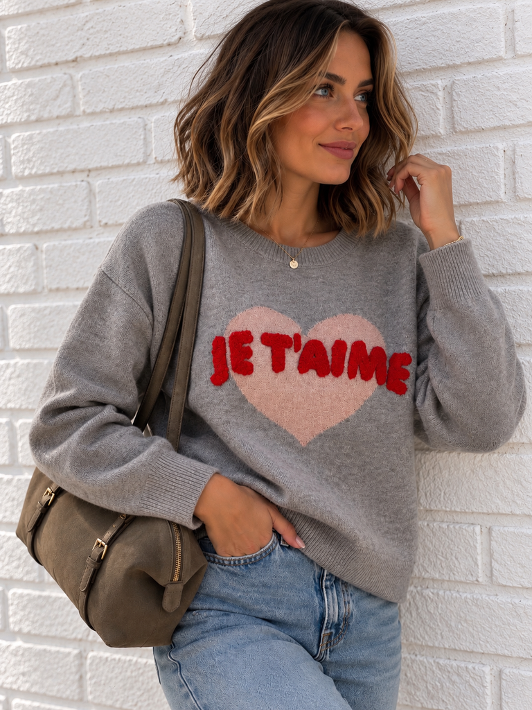 Pull Je t’aime - gris