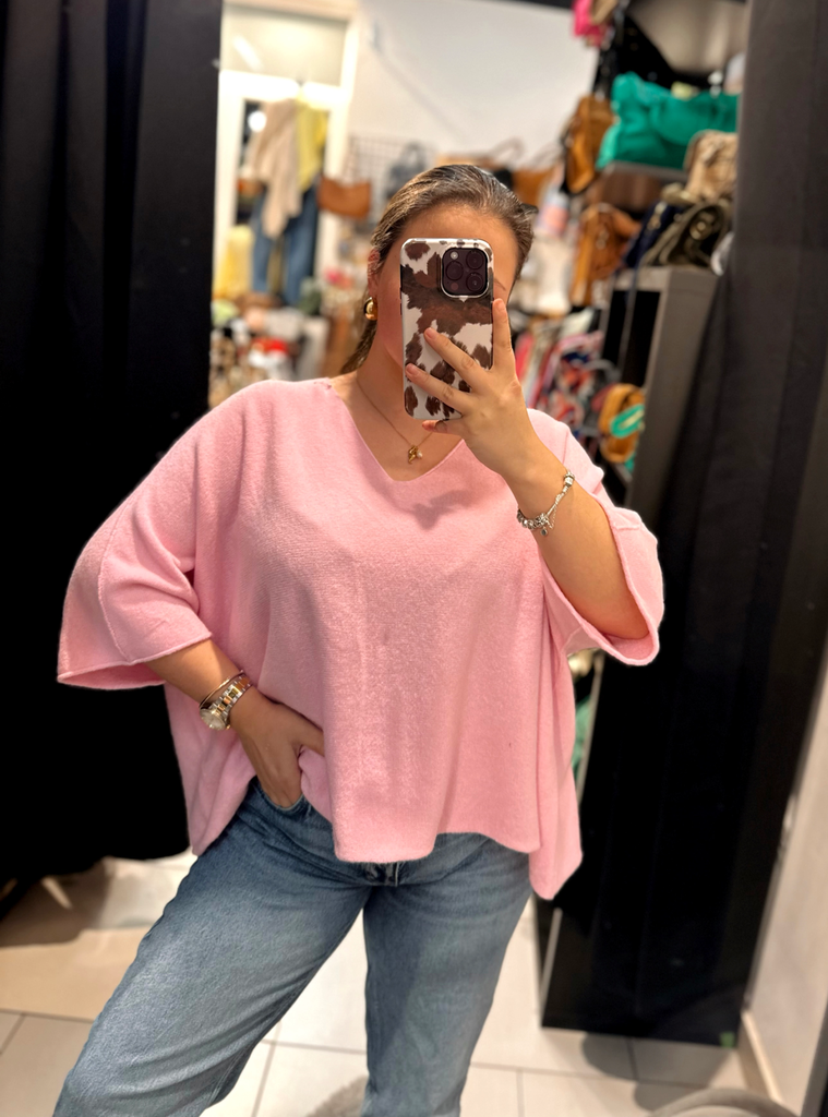 Pull oversize rose clair