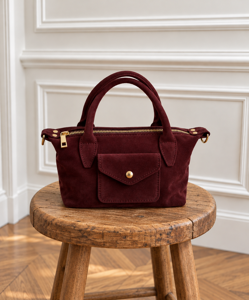 Sac Alba en daim - bordeaux