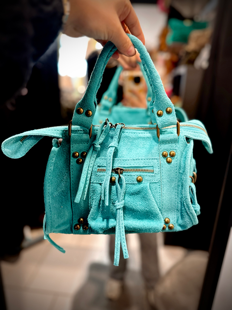 Sac gaga en daim turquoise