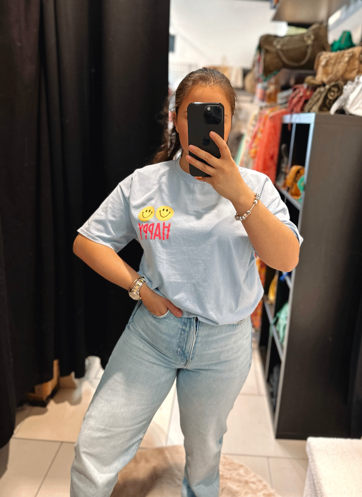 T-shirt happy bleu