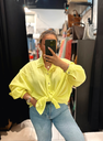 Chemise en gaz de coton jaune fluo
