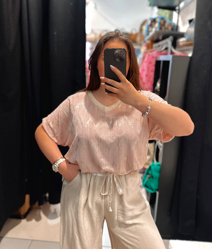 T-shirt rose et doré