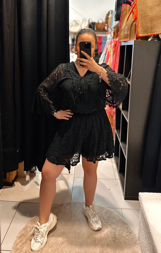 Combi-short en dentelle noire