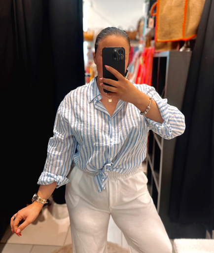 Chemise à ligne bleu et blanc 