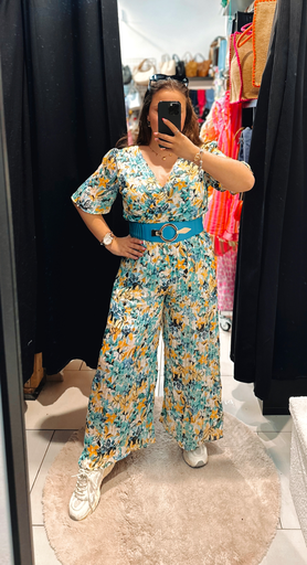 Combi-pantalon turquoise et jaune