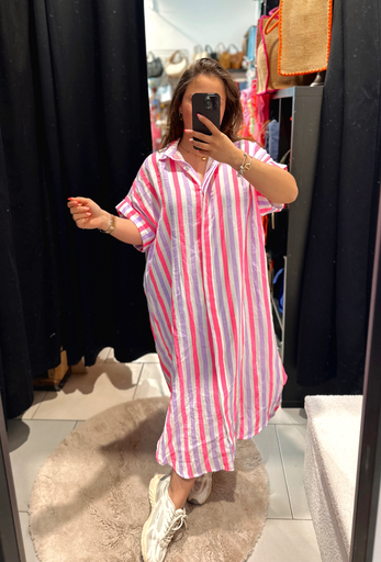 Robe à rayure mauve et rose