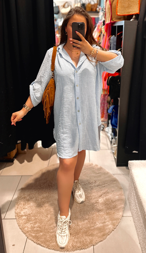 Robe chemise bleue